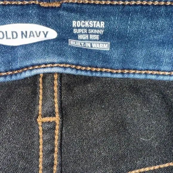 Old-navy Women's Blue and Navy Jeans Built in WARM - Picture 3 of 4